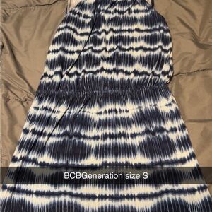BCBGeneration Navy and Cream Patterned Dress